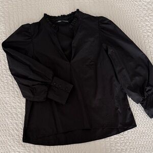 Zara Puff Sleeve Black Blouse